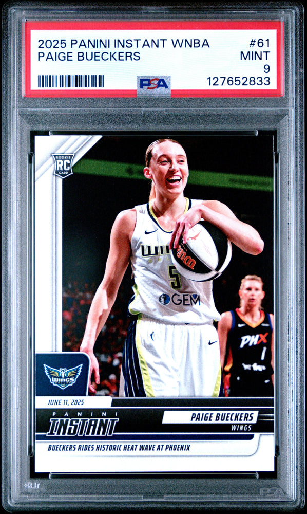 Graded 2025 Panini Instant WNBA Paige Bueckers #61 Rookie RC Basketball Card PSA 9 Mint