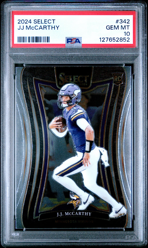 Graded 2024 Panini Select JJ McCarthy #342 Rookie RC Football Card PSA 10 Gem Mint