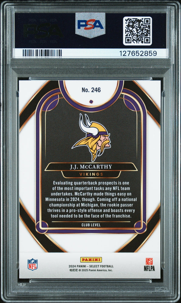 Graded 2024 Panini Select JJ McCarthy #246 Rookie RC Football Card PSA 10 Gem Mint