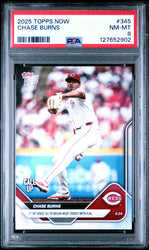 Graded 2025 Topps Now Chase Burns #345 Rookie RC Baseball Card PSA 8 Near Mint