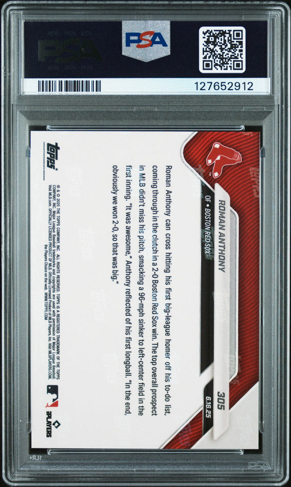 Graded 2025 Topps Now Roman Anthony #305 Gold Foil /50 Rookie RC Baseball Card PSA 10 Gem Mint