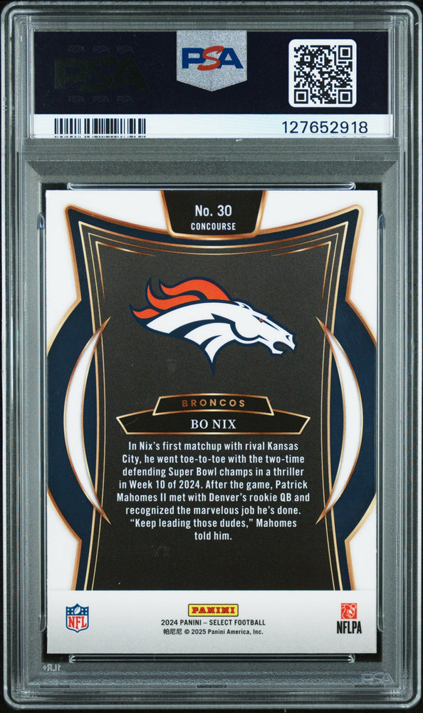 Graded 2024 Panini Select Bo Nix #30 Rookie RC Football Card PSA 10 Gem Mint