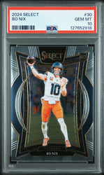 Graded 2024 Panini Select Bo Nix #30 Rookie RC Football Card PSA 10 Gem Mint