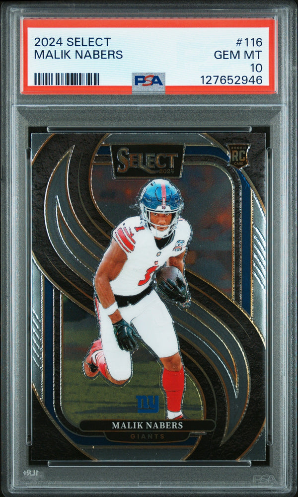 Graded 2024 Panini Select Malik Nabers #116 Rookie RC Football Card PSA 10 Gem Mint
