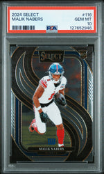 Graded 2024 Panini Select Malik Nabers #116 Rookie RC Football Card PSA 10 Gem Mint