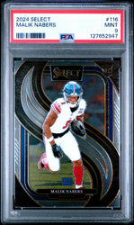 Graded 2024 Panini Select Malik Nabers #116 Rookie RC Football Card PSA 9 Mint