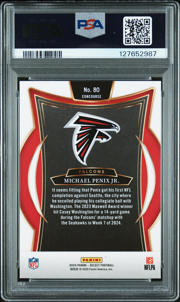 Graded 2024 Panini Select Michael Penix Jr. #80 Rookie RC Football Card PSA 10 Gem Mint