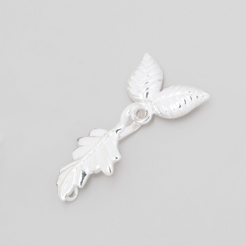 38x18mm Sterling Silver Hook and Eye Clasp with Leaves 1 piece (ONLINE ORDER ONLY)