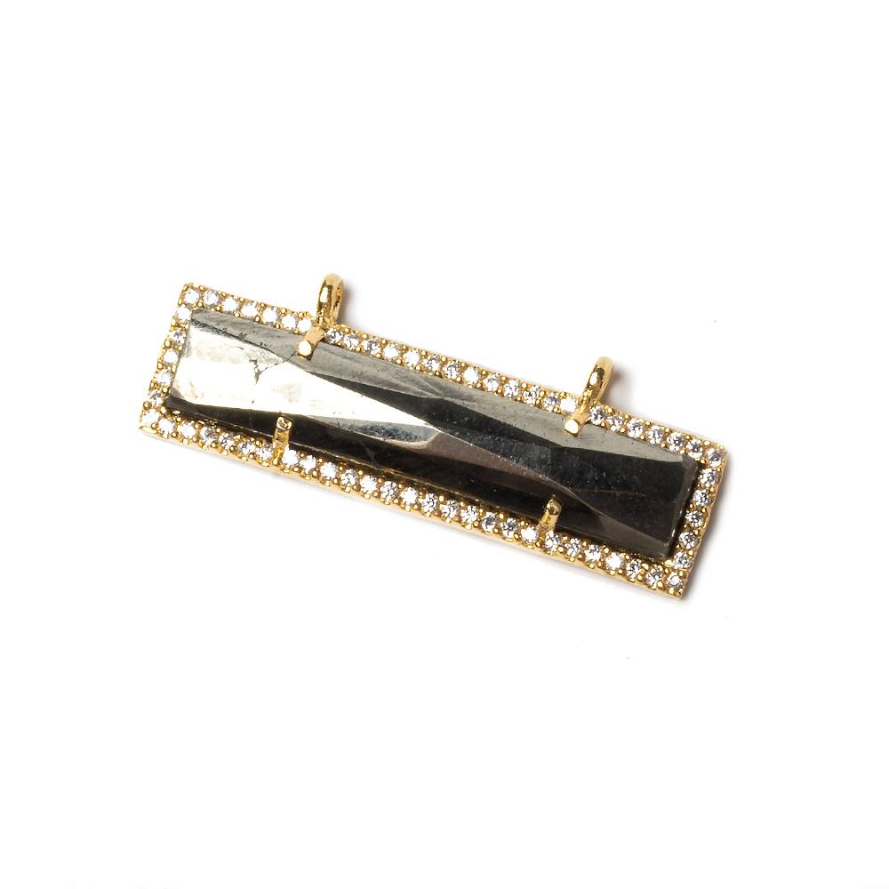 39x10.5mm Vermeil Bezel CZ and Pyrite Bar 2 ring East - West Connector 1 piece (ONLINE ORDER ONLY)