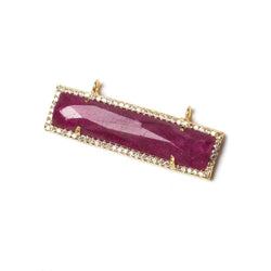 39x10.5mm Vermeil Bezel CZ and Ruby Bar 2 ring East - West Connector 1 piece (ONLINE ORDER ONLY)