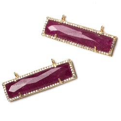 39x10.5mm Vermeil Bezel CZ and Ruby Bar 2 ring East - West Connector 1 piece (ONLINE ORDER ONLY)