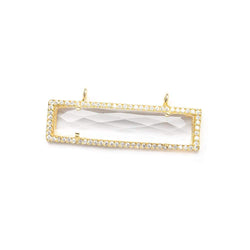 39x10.5mm Vermeil Bezel CZ & Crystal Quartz Bar 2 Prong East - West Connector 1 piece (ONLINE ORDER ONLY)