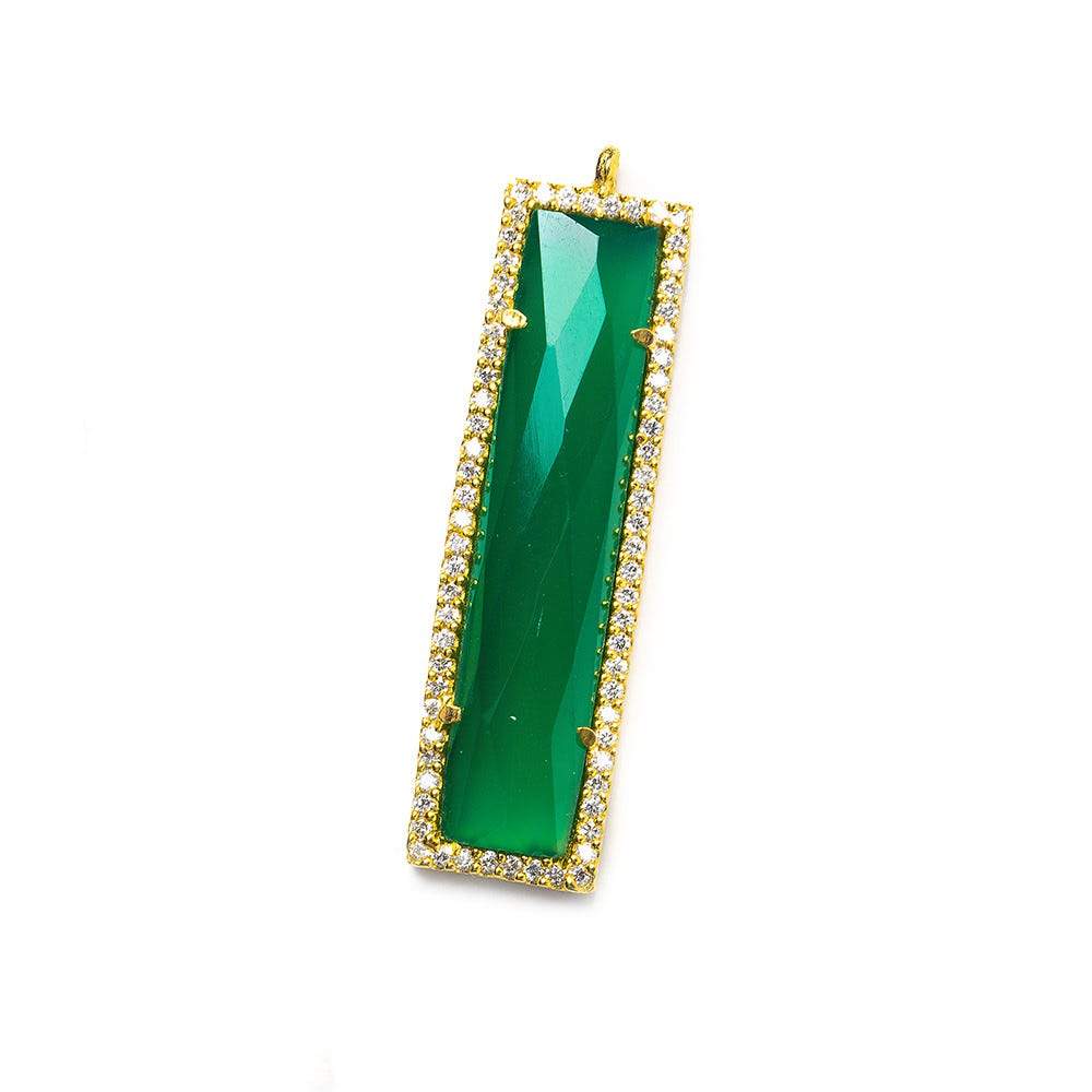 39x10.5mm Gold Bezel CZ & Green Onyx Bar 1 ring Pendant 1 piece (ONLINE ORDER ONLY)