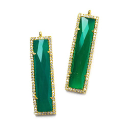 39x10.5mm Gold Bezel CZ & Green Onyx Bar 1 ring Pendant 1 piece (ONLINE ORDER ONLY)