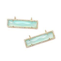39x10.5mm Vermeil Bezel CZ & Seafoam Chalcedony Bar East-West Connector 1 piece (ONLINE ORDER ONLY)