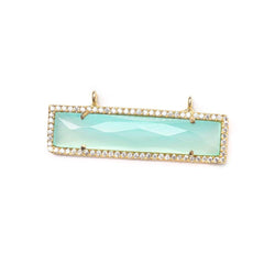 39x10.5mm Vermeil Bezel CZ & Seafoam Chalcedony Bar East-West Connector 1 piece (ONLINE ORDER ONLY)