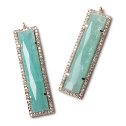 39x10.5mm Rose Gold Bezel CZ and Amazonite Bar 1 ring Pendant 1 piece (ONLINE ORDER ONLY)