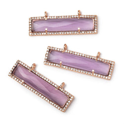 39x10.5mm Rose Gold CZ Bezel Purple Hydro Quartz Bar Connector 1 Focal (ONLINE ORDER ONLY)