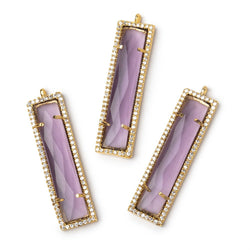 39x10.5mm Vermeil CZ Bezel Purple Hydro Quartz Bar Pendant 1 Focal
