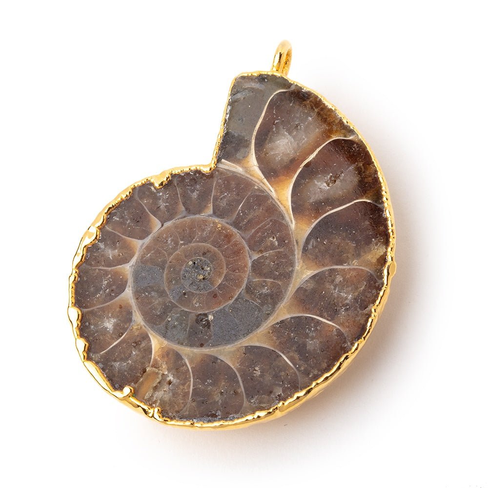 39x33mm Gold Leafed Ammonite Fossil Pendant 1 piece (ONLINE ORDER ONLY)