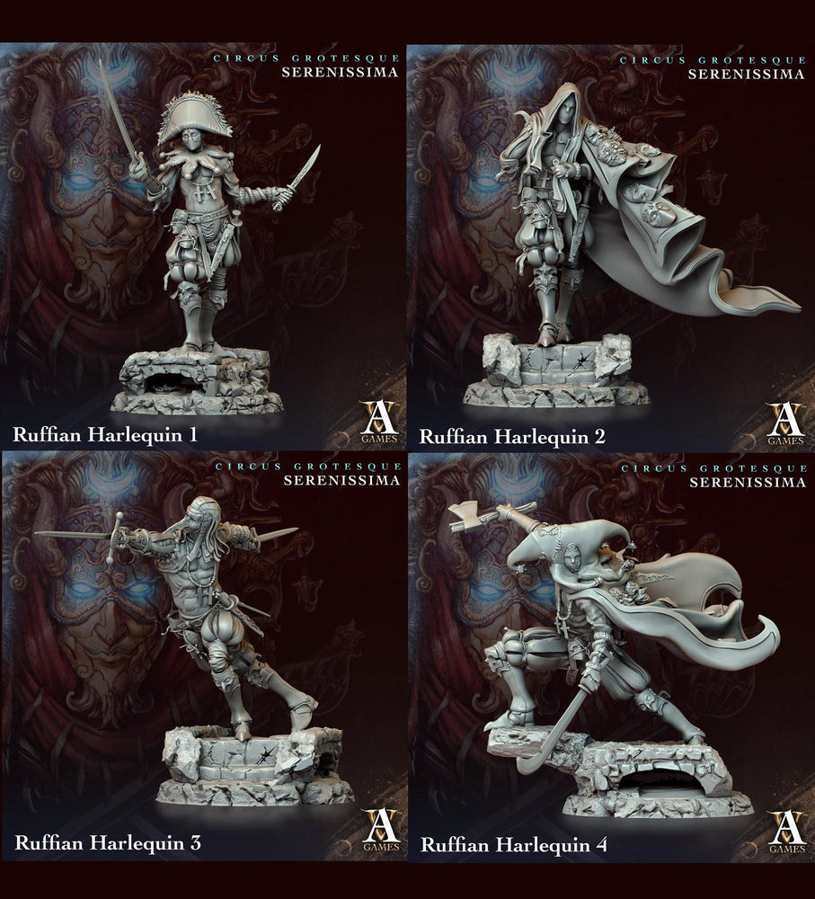 3D Printed Archvillain Games Circus Grotesque - Serenissima Ruffian Harlequin 28 32mm D&D