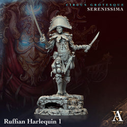 3D Printed Archvillain Games Circus Grotesque - Serenissima Ruffian Harlequin 28 32mm D&D