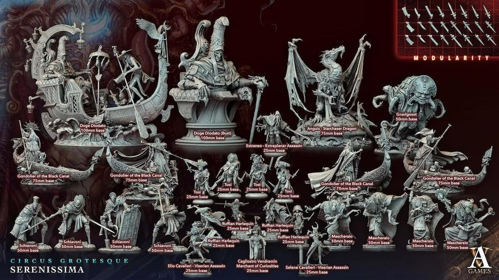 3D Printed Archvillain Games Circus Grotesque - Serenissima Ruffian Harlequin 28 32mm D&D