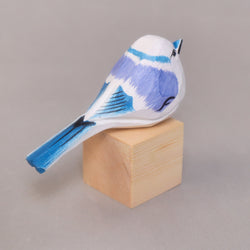 Hand-Carved Wooden Bird Figurine – White (ONLINE ORDER ONLY)