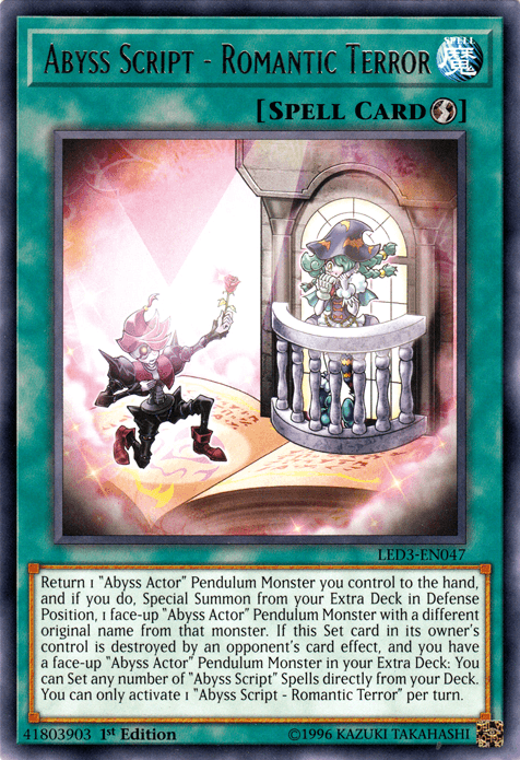 Abyss Script - Romantic Terror [LED3-EN047] Rare (ONLINE ORDER ONLY)