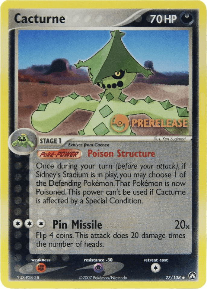 Cacturne (27/108) (Prerelease Promo) [EX: Power Keepers] (Online Only)