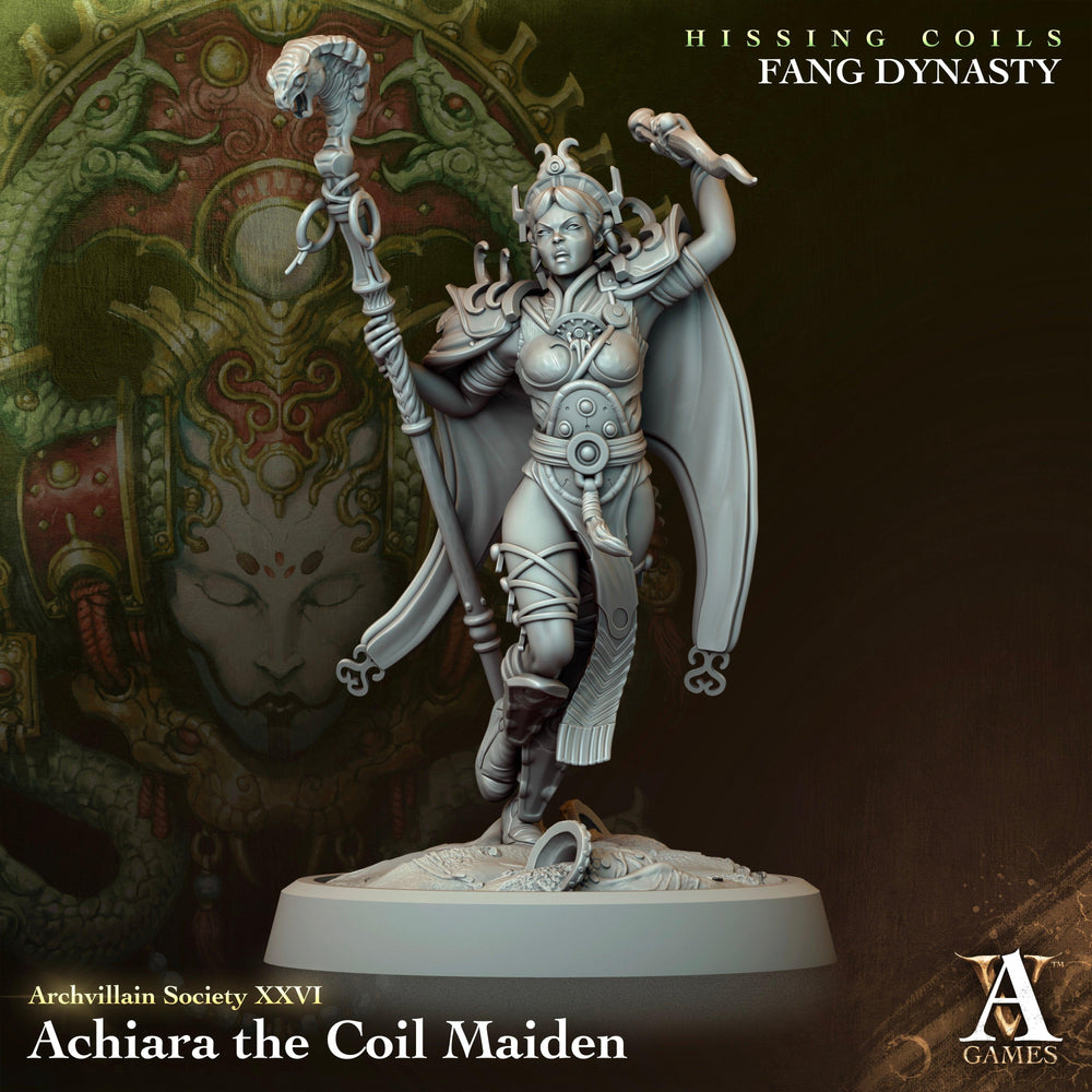 3D Printed Archvillain Games Archvillain Society Vol. XXVI Achiara The Coil Maiden 28 32mm D&D (Online Only)