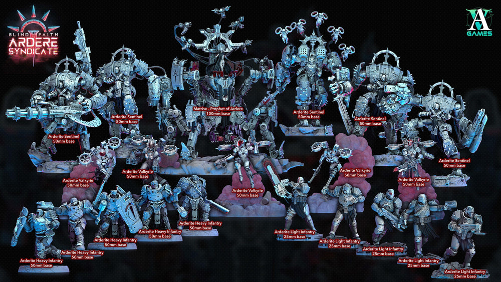 3D Printed Archvillain Games Arderite Light Infantry Blind Faith - Ardere Syndicate 28 32mm D&D (Online Only)
