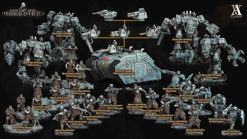 3D Printed Archvillain Games Deadmen Brigade - Morior Invictus Morior Heavy Infantry 28 32mm D&D (Online Only)