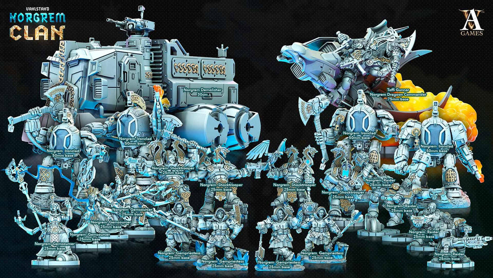 3D Printed Archvillain Games Norgrem Shocktroopers Vahlstahd - Norgrem Clan 28 32mm D&D (Online Only)