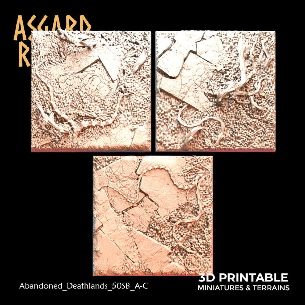 3D Printed Asgard Rising Abandoned Deathlands 3x 50mm Square Base Wargaming DnD (Online Only)