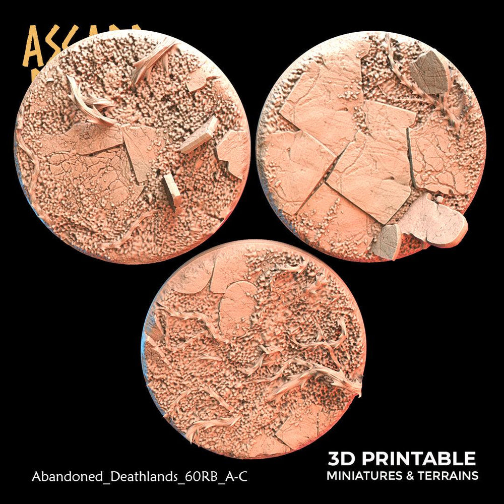 3D Printed Asgard Rising Abandoned Deathlands 3x 60mm Round Base Wargaming DnD (Online Only)
