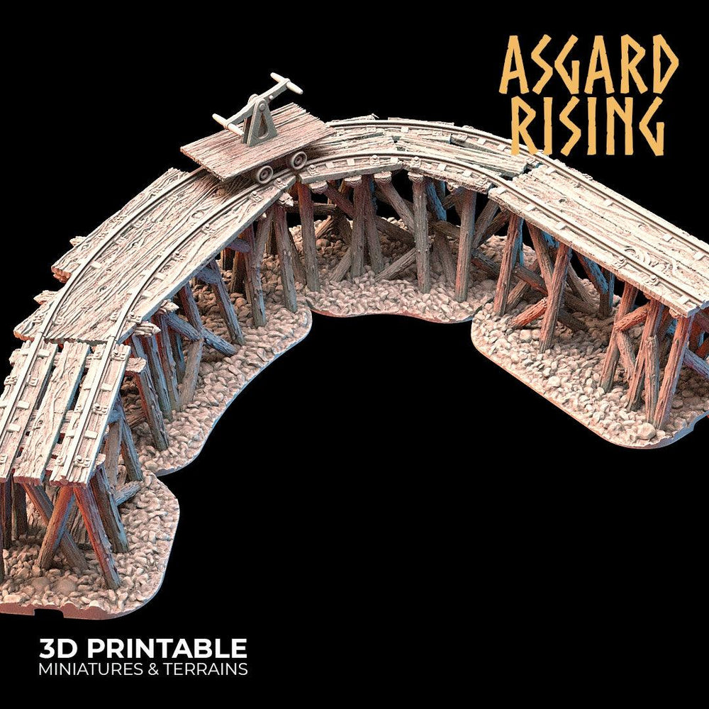 3D Printed Asgard Rising Advanced Dwarven Mines Underground Railroad 28mm - 32mm (Online Only)