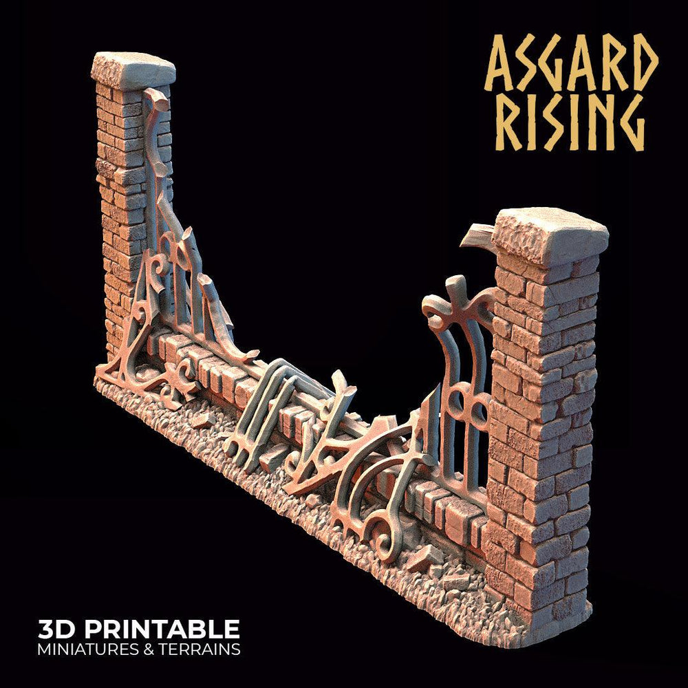 3D Printed Asgard Rising Cemetery Iron Wall Gate Set B 28mm-32mm Ragnarok D&D (Online Only)