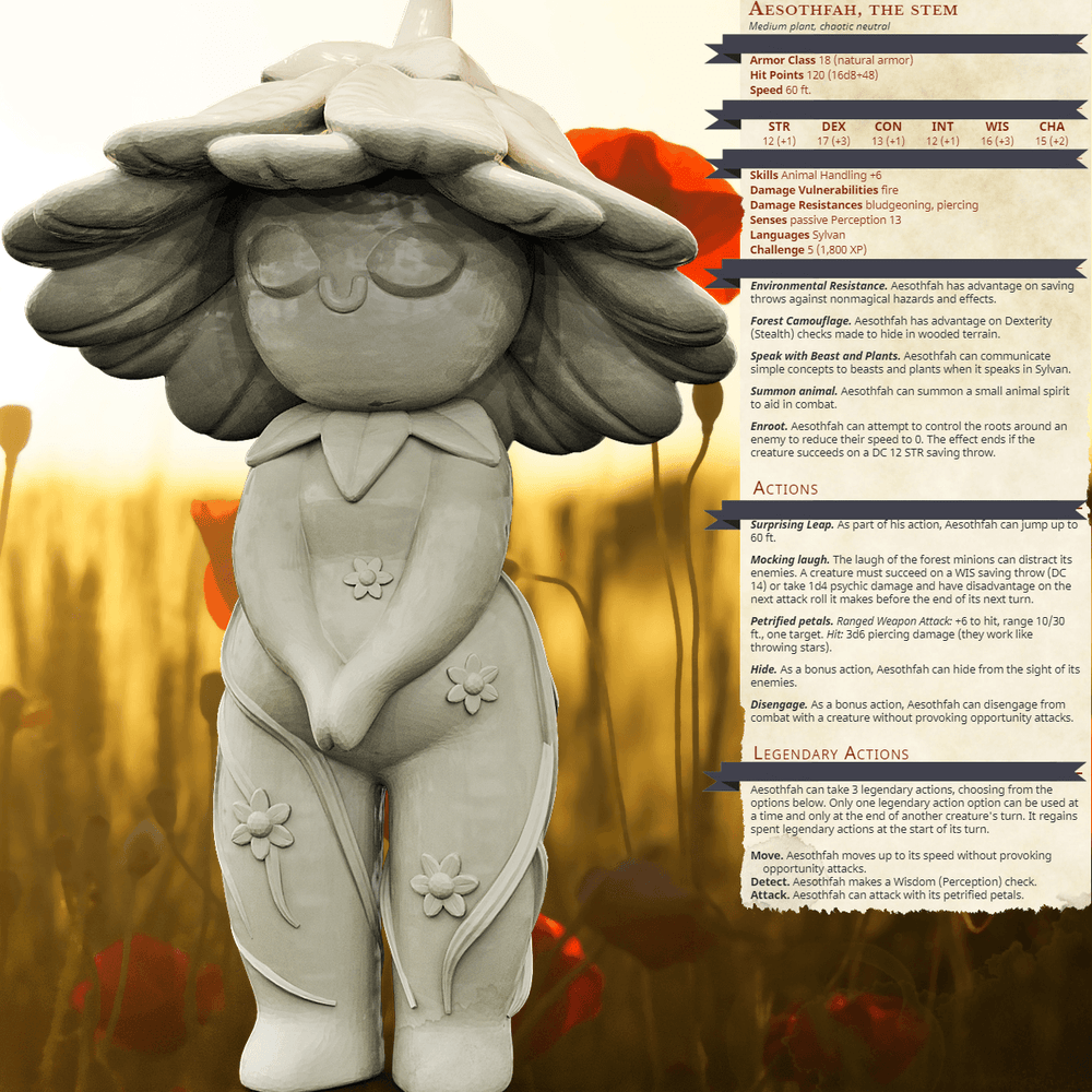 3D Printed Bestiary Vol. 4 Nafarrate - Forrest Spirit Minions 32mm Ragnarok D&D (Online Only)