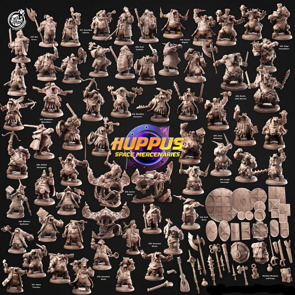 3D Printed Cast n Play 623 Cosmo Rogues Huppus, Space Mercenaries Set 28mm 32mm D&D (Online Only)