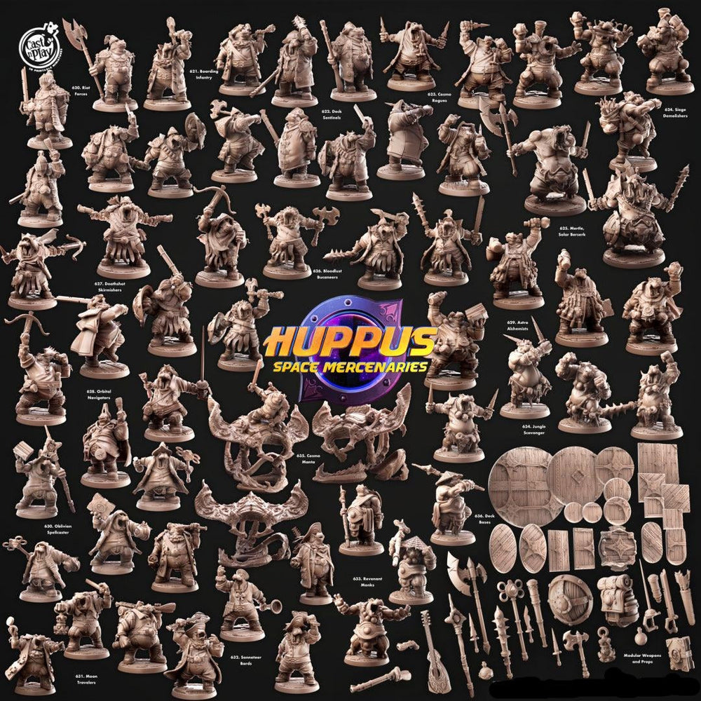 3D Printed Cast n Play 628 Orbital Navigators Huppus, Space Mercenaries Set 28mm 32mm D&D (Online Only)