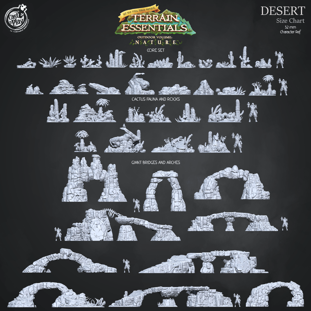 3D Printed Cast n Play Desert Core Set Desert Terrain Set Terrain Essentials Nature 28mm 32mm D&D (Online Only)