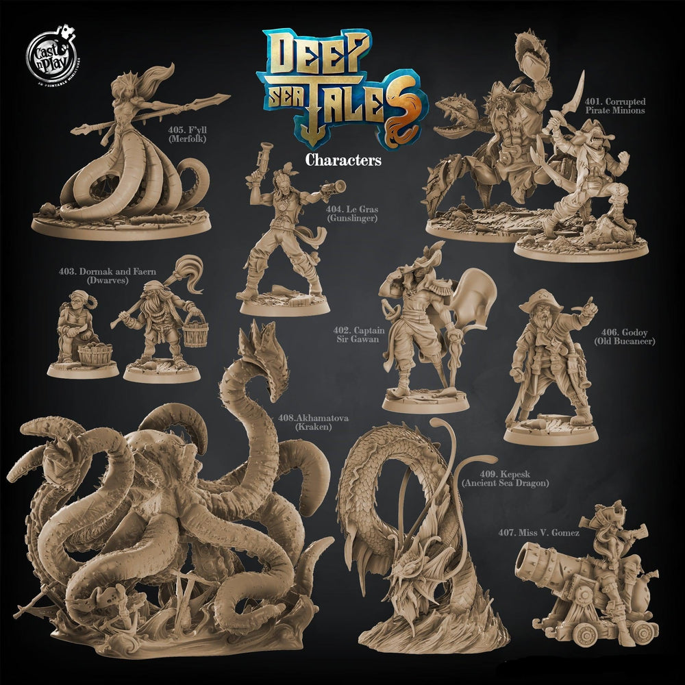 3D Printed Cast n Play Dormak and Faern Dwarves Deep Sea Tales 28mm 32mm D&D (Online Only)