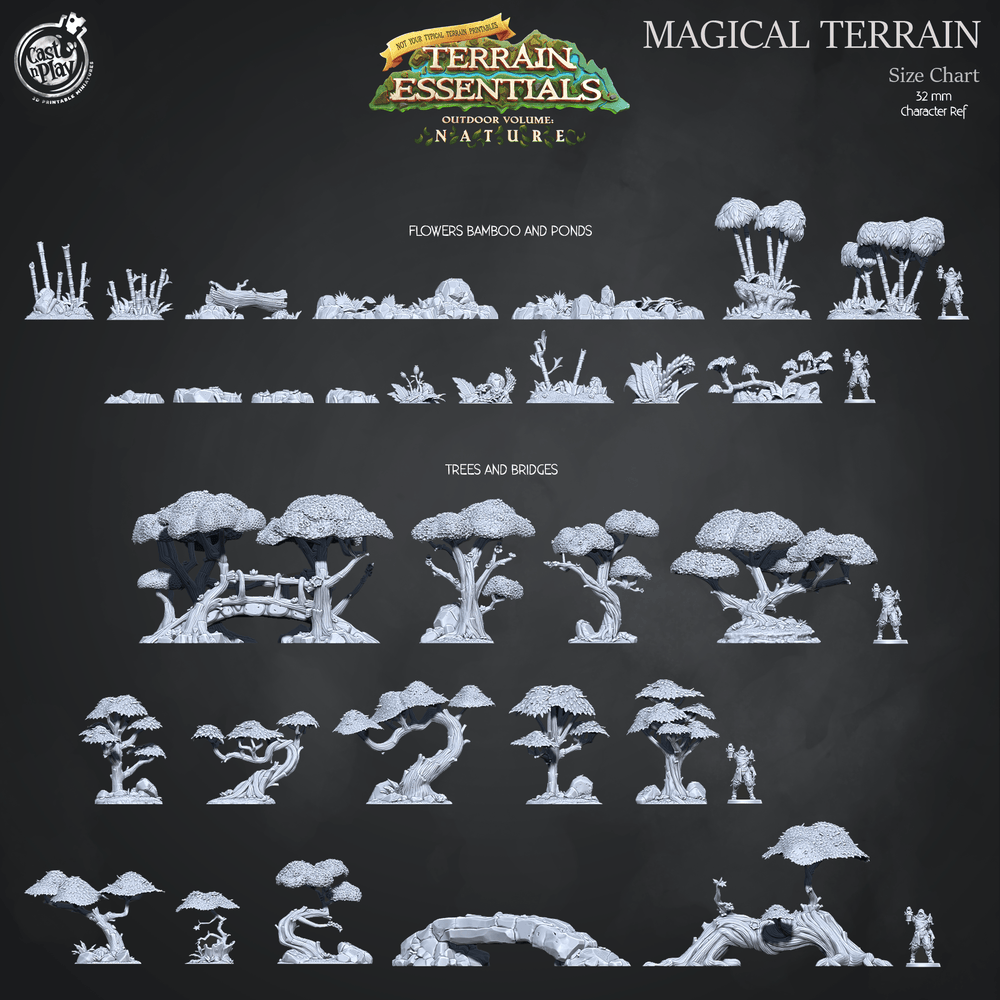 3D Printed Cast n Play Flowers Bamboo and Ponds Oriental Terrain Set Terrain Essentials Nature 28mm 32mm D&D (Online Only)