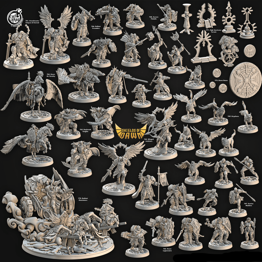 3D Printed Cast n Play Gallant Crusaders Shields of Dawn 28mm 32mm D&D (Online Only)