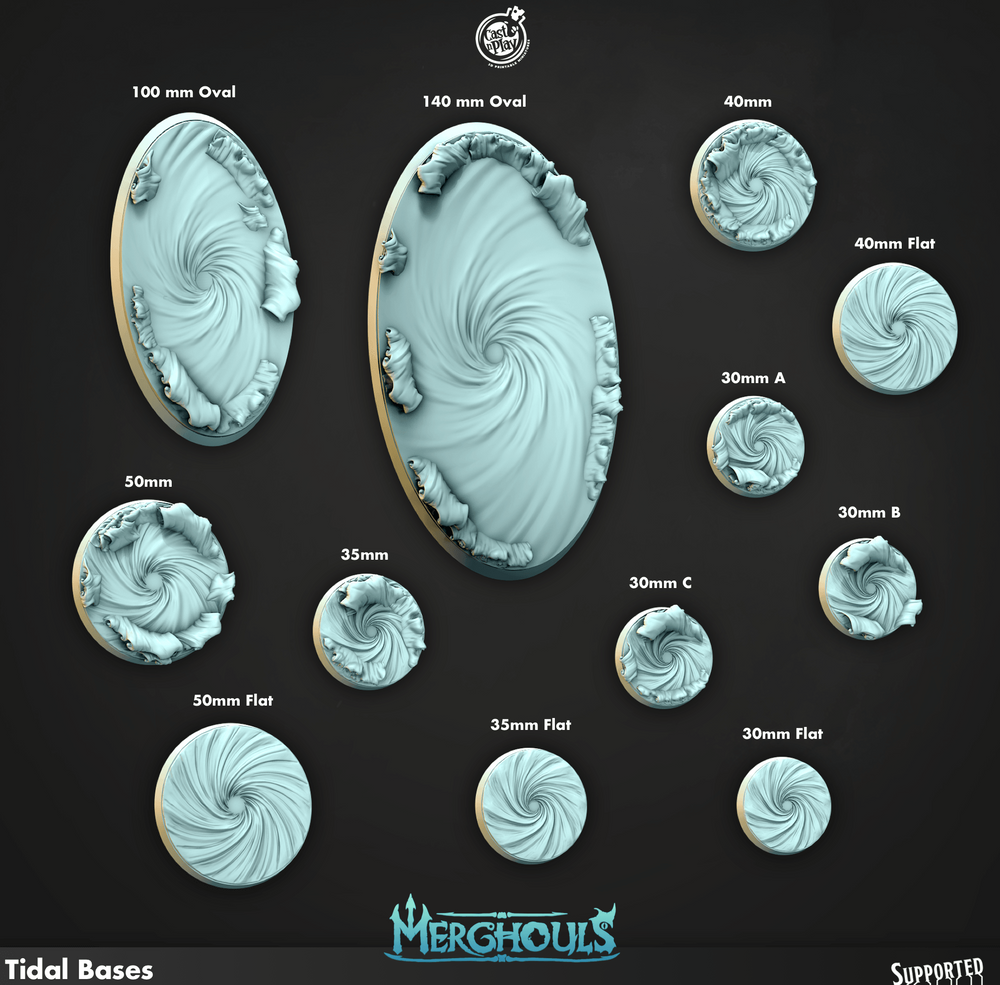 3D Printed Cast n Play Merghouls Tidal Bases Set 28mm 32mm D&D (Online Only)