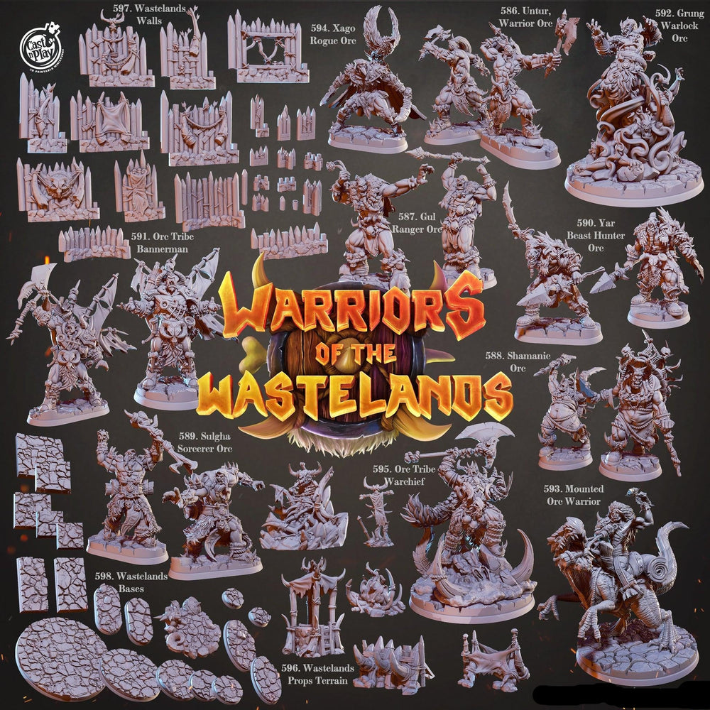 3D Printed Cast n Play Orc Tribe Warchief Warriors of the Wastelands 28mm 32mm D&D (Online Only)