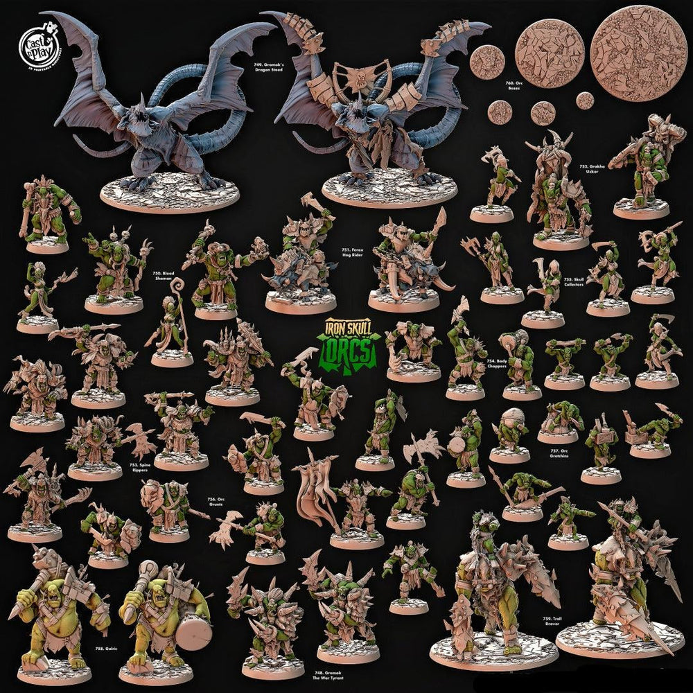 3D Printed Cast n Play Skull Collectors Iron Skull Orcs 28mm 32mm D&D (Online Only)