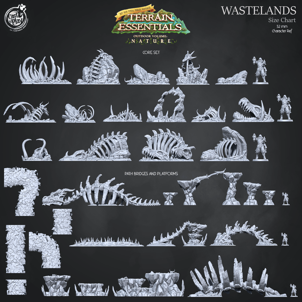 3D Printed Cast n Play Terrain Essentials Nature Wastelands Terrain - Path, Bridges and Platforms  Set 28mm 32mm D&D (Online Only)