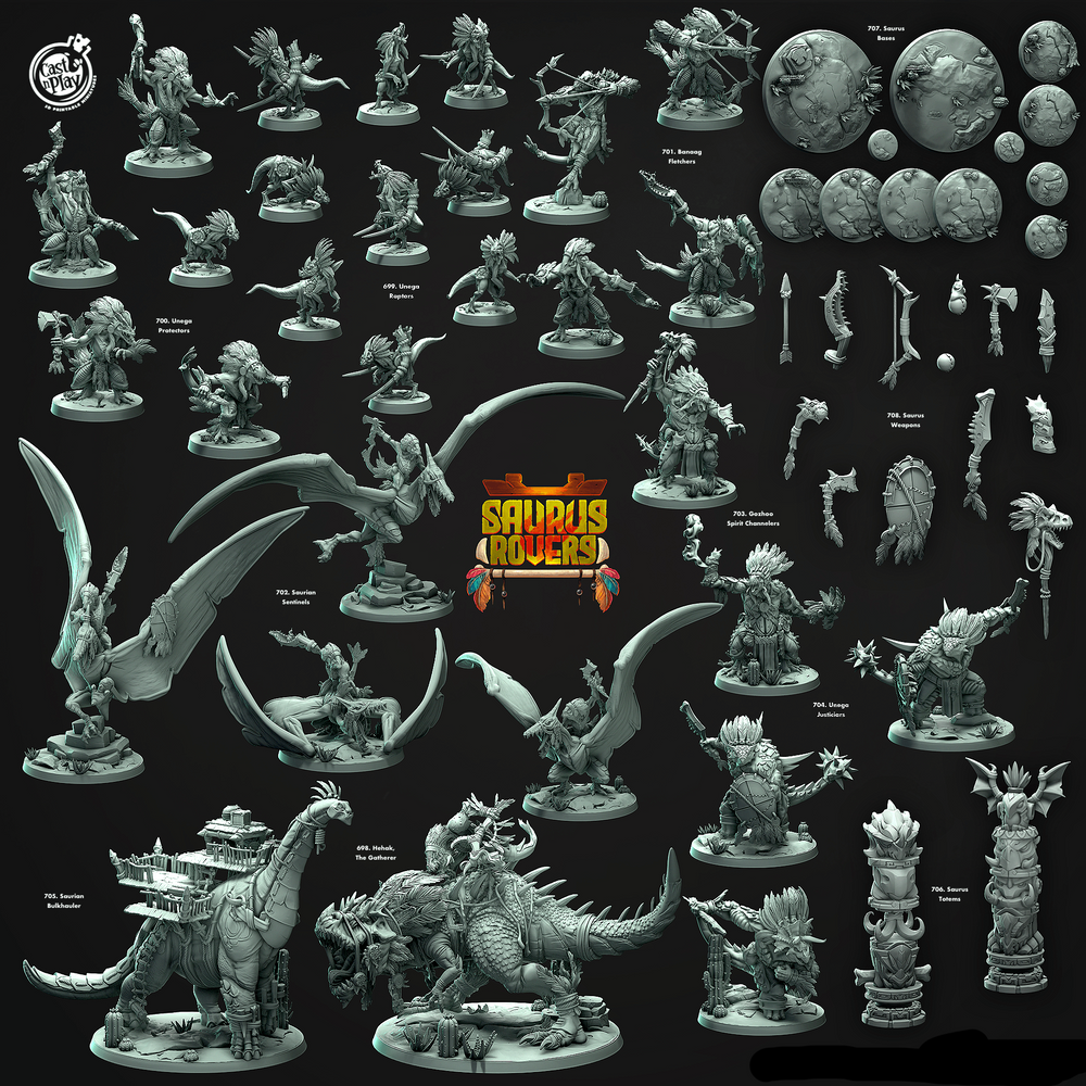 3D Printed Cast n Play Unega Protectors Saurus Rovers Set 28mm 32mm D&D (Online Only)